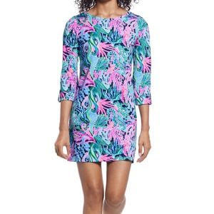 NEW- LILLY PULITZER Linden Dress Bringing Mermaid Back in High Tide Navy - XS